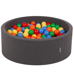 Круглый детский бассейн с мячиками KiddyMoon 90x30 см/300 шариков ∅ 7 см, сертифицирован в ЕС, темно-серый: жёлтый/зелёный/голубой/красный/оранжевый цена и информация | Игрушки для малышей | kaup24.ee