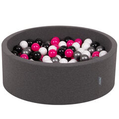 Круглый детский бассейн с мячиками KiddyMoon 90x30 см/200 шариков ∅ 7 см, сертифицирован в ЕС, темно-серый: белый/черный/серебряный/темно-розовый цена и информация | Игрушки для малышей | kaup24.ee
