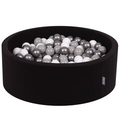 Круглый детский бассейн с мячиками KiddyMoon 90x30 см/200 шариков ∅ 7 см, сертифицирован в ЕС, черный: белый/серый/серебряный цена и информация | Игрушки для малышей | kaup24.ee