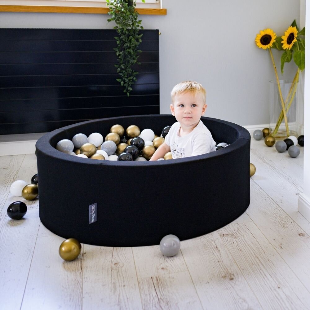 KiddyMoon Baby Pehme Ümmargune Pallimeri 90x30 cm/Ei palle, Pallidega Sertifitseeritud, Valmistatud Euroopas, must цена и информация | Imikute mänguasjad | kaup24.ee