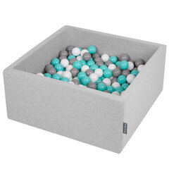 Квадратный детский бассейн с мячиками KiddyMoon 90x40 см/300 шариков ∅ 7 см, сертифицирован в ЕС, светло-серый: белый/серый/светло-бирюзовый цена и информация | Игрушки для малышей | kaup24.ee