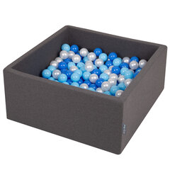 Квадратный детский бассейн с мячиками KiddyMoon 90x40 см/200 шариков ∅ 7 см, сертифицирован в ЕС, темно-серый: светло-голубой/голубой/перламутровый цена и информация | Игрушки для малышей | kaup24.ee