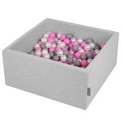 Квадрат детский бассейн с мячиками KiddyMoon, 90x40см, 300 шариков, ∅ 7см, сертифицирован в ЕС, светло-серый/перламутровый/серый/розовый цена и информация | Игрушки для малышей | kaup24.ee