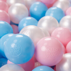 Играть в пластиковые шарики KiddyMoon для малыша 200 штук ∅ 6 см, сертифицированный продукт, произведенный в ЕС, светло-голубой/светло-розовый/перламутровый цена и информация | Игрушки для малышей | kaup24.ee