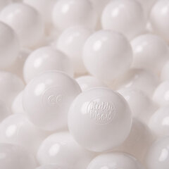 Играть в пластиковые шарики KiddyMoon для малыша 500 штук ∅ 6 см, сертифицированный продукт, произведенный в ЕС, белый цена и информация | Игрушки для малышей | kaup24.ee