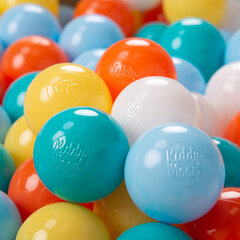 Играть в пластиковые шарики KiddyMoon для малыша 500 штук ∅ 6 см, сертифицированный продукт, произведенный в ЕС, белый/жёлтый/оранжевый/светло-голубой/бирюзовый цена и информация | Игрушки для малышей | kaup24.ee