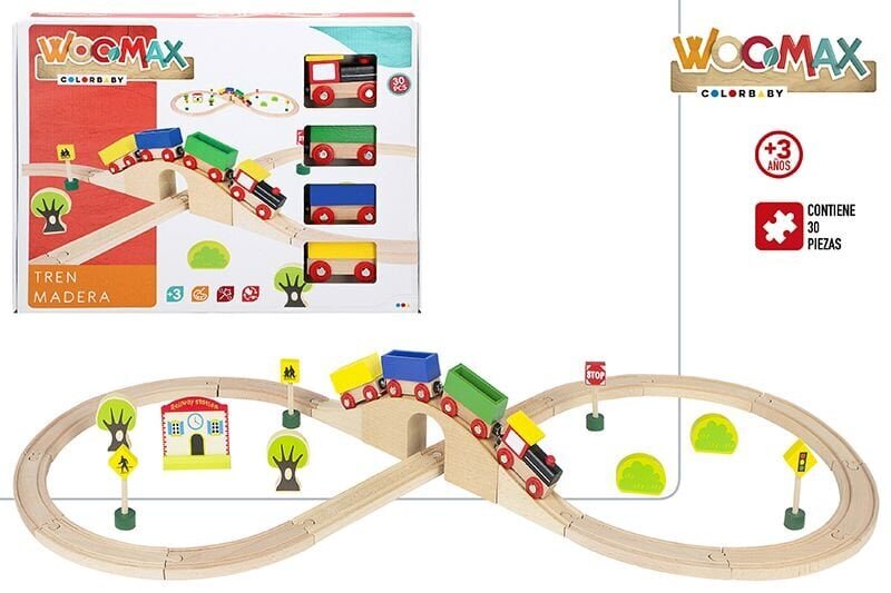 Puidust rongirada Woomax, 30 osa hind ja info | Poiste mänguasjad | kaup24.ee
