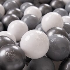 KiddyMoon Играть в пластиковые шарики для малыша 700 штук ∅ 7cm, белый/серый/серебряный цена и информация | Игрушки для малышей | kaup24.ee