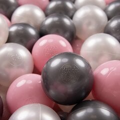 Пластиковые шарики для малыша KiddyMoon, 700 штук, ∅ 7 см, сертифицированный продукт, произведенный в ЕС, перламутровый/светло-розовый/серебряный цвет цена и информация | Игрушки для малышей | kaup24.ee