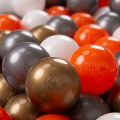 Пластиковые шарики для малыша KiddyMoon, 50 штук, ∅ 7 см, сертифицированный продукт, произведенный в ЕС, оранжевый/серебряный/золотой/белый цвет цена и информация | Игрушки для малышей | kaup24.ee