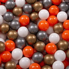 Пластиковые шарики для малыша KiddyMoon, 700 штук, ∅ 7 см, сертифицированный продукт, произведенный в ЕС, оранжевый/серебряный/золотой/белый цвет цена и информация | Игрушки для малышей | kaup24.ee