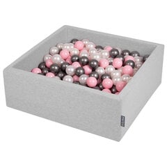 Квадратный детский бассейн с мячиками KiddyMoon 90x30 см/200 шариков ∅ 7 см, сертифицирован в ЕС, светло-серый: перламутровый/розовая пудра/серебряный цена и информация | Игрушки для малышей | kaup24.ee
