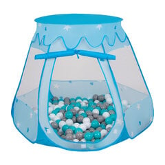 Игровая палатка с пластиковыми шариками Selonis Pop Up, 105x90см/600 шариков, для детей, голубой: белый-серый-бирюзовый цена и информация | Игрушки для малышей | kaup24.ee