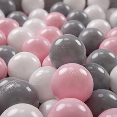 Играть в пластиковые шарики KiddyMoon для малыша 100 штук ∅ 6 см, сертифицированный продукт, произведенный в ЕС, белый/серый/светло-розовый цена и информация | Игрушки для малышей | kaup24.ee