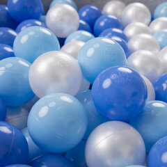 Играть в пластиковые шарики KiddyMoon для малыша 100 штук ∅ 6 см, сертифицированный продукт, произведенный в ЕС, светло-голубой/голубой/перламутровый цена и информация | Игрушки для малышей | kaup24.ee