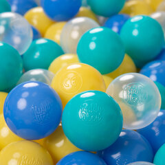 Играть в пластиковые шарики KiddyMoon для малыша 500 штук ∅ 6 см, сертифицированный продукт, произведенный в ЕС, бирюзовый/голубой/жёлтый/прозрачный цена и информация | Игрушки для малышей | kaup24.ee