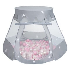 Игровая палатка Selonis Pop Up с пластиковыми шариками, 105x90см, 200 шариков, для детей, серый:розовая пудра/перламутровый/прозрачный цвет цена и информация | Игрушки для малышей | kaup24.ee