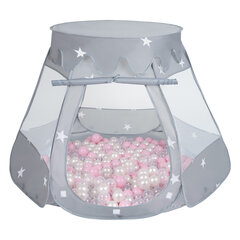 Игровая палатка Pop Up Selonis, с пластиковыми шариками, 105x90см/300 шариков, для детей,серый:розовая пудра/перламутровый/прозрачный цена и информация | Игрушки для малышей | kaup24.ee
