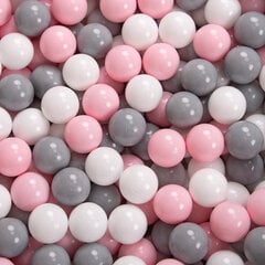 Детский бассейн с мячиками KiddyMoon, 90x30 см/300 шариков ∅ 7 см, сертифицирован в ЕС, розовый: белый/серый/розовая пудра цена и информация | Игрушки для малышей | kaup24.ee