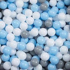 Круглый детский бассейн KiddyMoon с мячиками, 1200 шариков, ∅ 6 см, сертифицировано в ЕС, серый/белый/светло-голубой цвет цена и информация | Игрушки для малышей | kaup24.ee