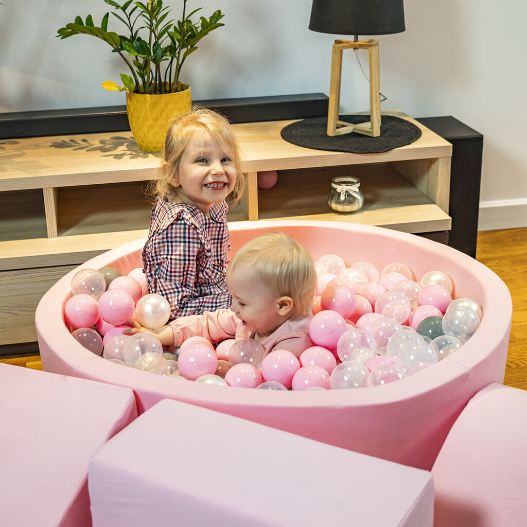 Laste vahtplastist mänguväljak Kiddymooni Ruudukujulise Pallimerega (100 Palli), Astmed, roosa: puuderroosa / pärl / läbipaistev hind ja info | Imikute mänguasjad | kaup24.ee