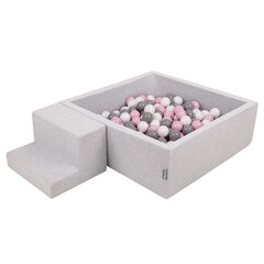 Детская площадка KiddyMoon Foam с квадратным бассейном для шариков (200 шариков), лестница, светло-серый: белый/серый/мятный цена и информация | Игрушки для малышей | kaup24.ee