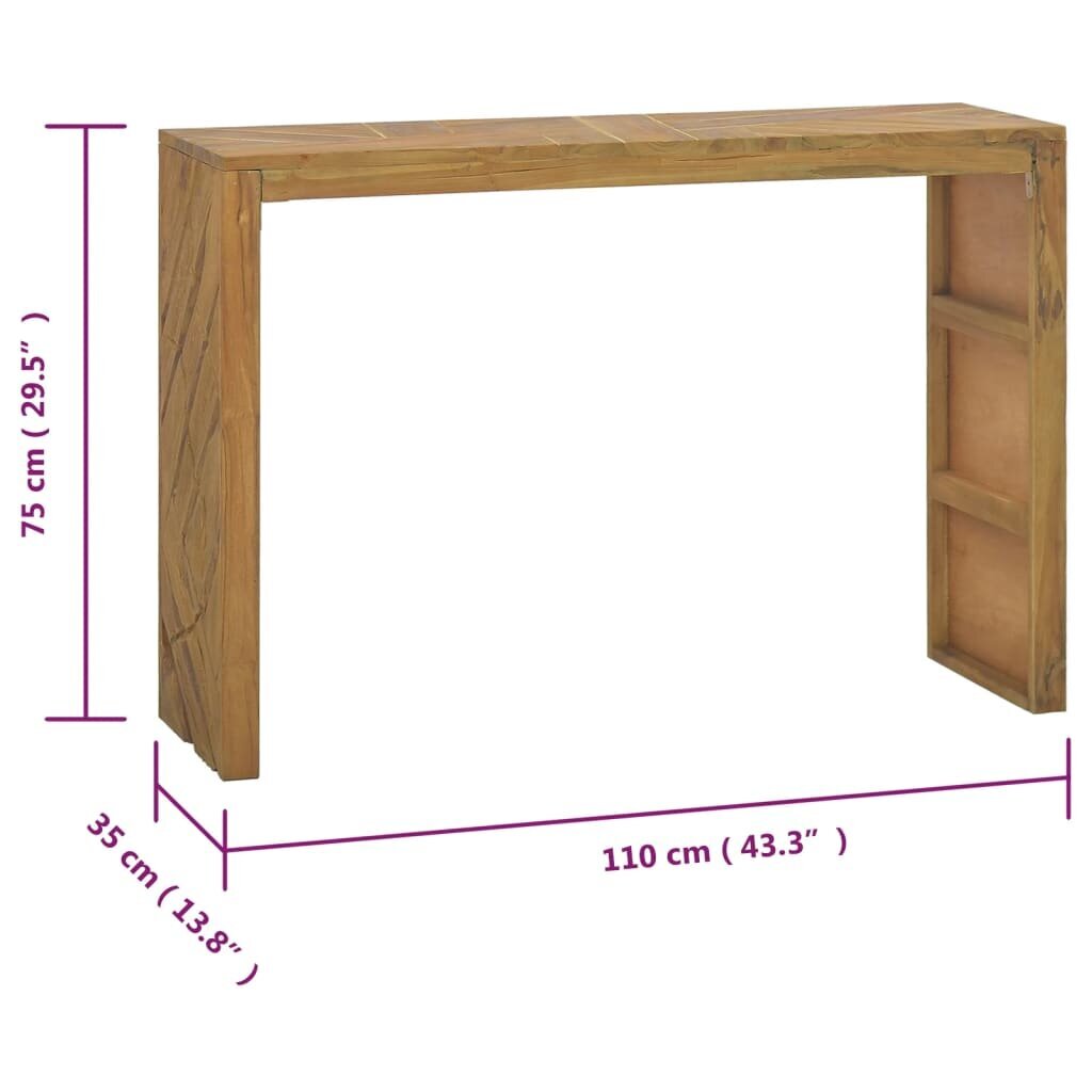 vidaXL konsoollaud, 110 x 35 x 75 cm, tiikpuu цена и информация | Diivanilauad | kaup24.ee