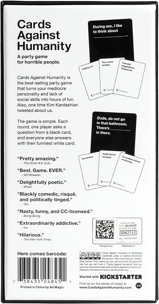 Cards Against Humanity - A Party Game for Horrible People, INTL Edition hind ja info | Lauamängud ja mõistatused | kaup24.ee