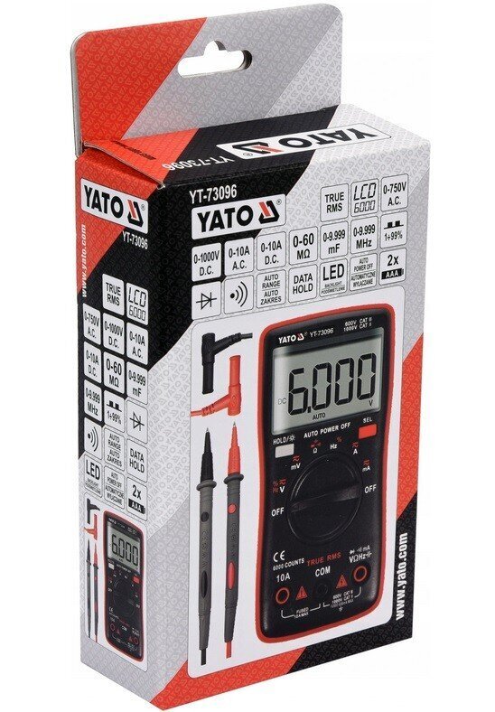 Multifunktsionaalne digitaalne tester LCD YATO, 6000 V, YT-73096 цена и информация | Käsitööriistad | kaup24.ee