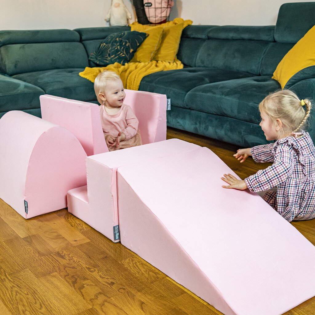 Kiddymoon Vahtplastist Mänguväljak Lastele Ümmarguse Pallimerega (300 Palli), Versioon 1, roosa:pärl/hall/läbipaistev/puuderroosa hind ja info | Imikute mänguasjad | kaup24.ee