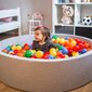 KiddyMoon Baby Pehme Ümmargune Pallimeri 120x30 cm/300 Palli ∅ 7 cm, Pallidega Sertifitseeritud, Valmistatud Euroopas, helehall:pärl-hall-läbipaistev-puuderroosa hind ja info | Imikute mänguasjad | kaup24.ee