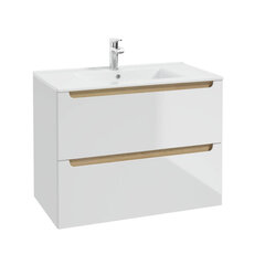 Шкафчик для ванной STILLA Deftrans с мойкой Plan 80 см. белый+дуб цена и информация | Шкафчики для ванной | kaup24.ee