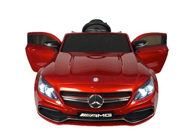 Mercedes C63 AMG 12v, punane (kõrgläige) hind ja info | Laste elektriautod | kaup24.ee