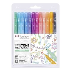 Комплект фломастеров TOMBOW TwinTone Pastels, 12 пастельных цветов цена и информация | Принадлежности для рисования, лепки | kaup24.ee