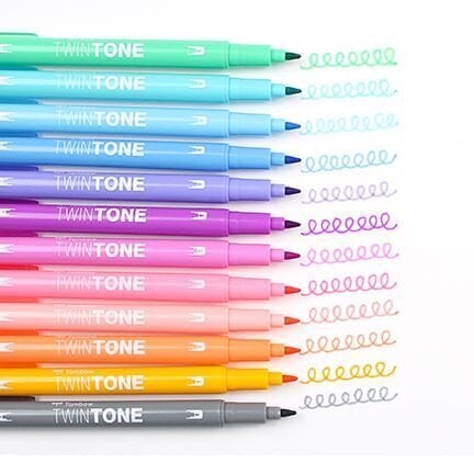 Vildikate komplekt TOMBOW TwinTone Pastels, 12 pastelset värvi hind ja info | Kunstitarbed, voolimise tarvikud | kaup24.ee