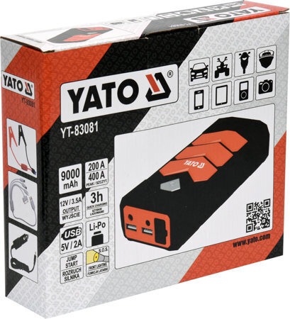Mini mootori käivitaja - laadija Yato Power Bank 9000mAh YT-83081 hind ja info | Auto akulaadijad | kaup24.ee