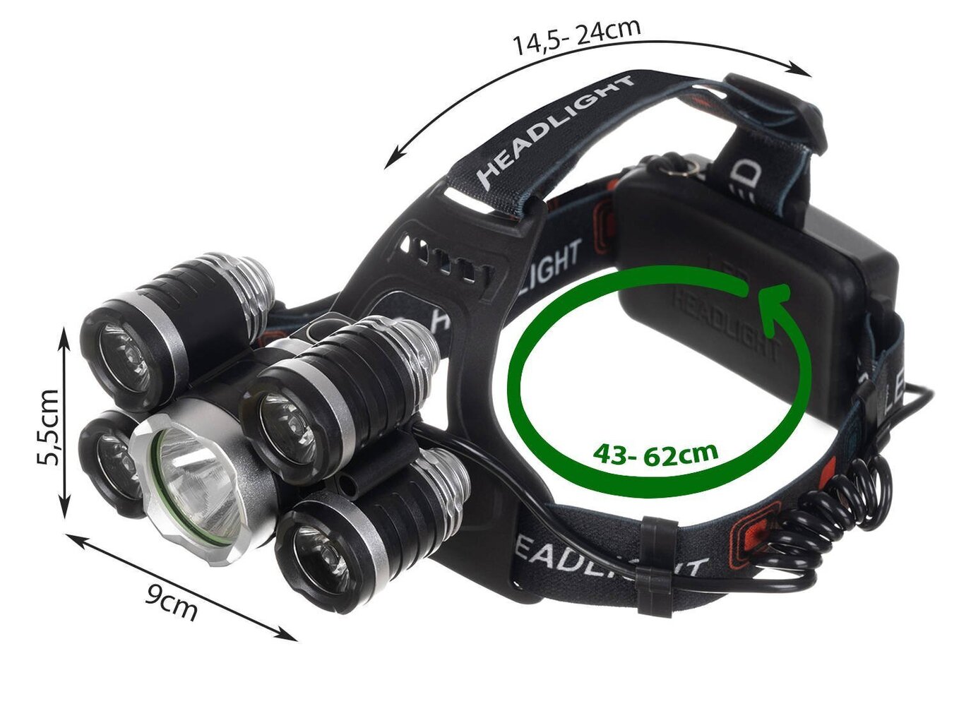 Pealamp 5 x LED T6 Cree hind ja info | Valgustid ja lambid | kaup24.ee