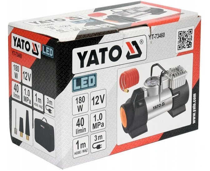 Autokompressor YATO LED lambiga 12V / 180W hind ja info | Kompressorid | kaup24.ee