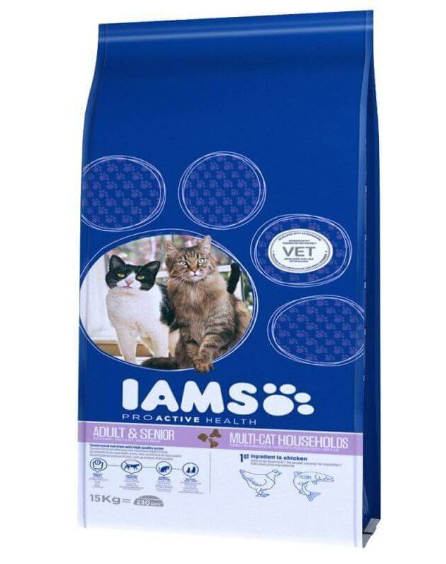 Iams ProActive Health Adult & Mature & Senior​ lõhe ja kanaga, 15 kg цена и информация | Kuivtoit kassidele | kaup24.ee