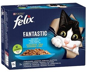 Felix Fantastic со вкусом тунца, лосося, трески, камбалы, 12x85 г цена и информация | Кошачьи консервы | kaup24.ee