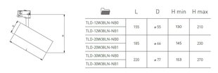 Светильник устанавливаемый на рейку T-LINE 30W 38° 4000K, черный цена и информация | Трековые светильники и шинопроводы | kaup24.ee