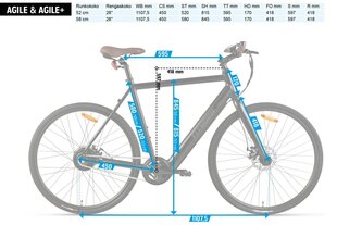 Электронный велосипед FitNord Agile+, рама 52 см цена и информация | Электровелосипеды | kaup24.ee