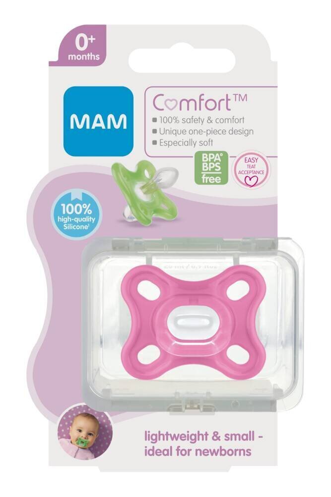 Silikoonist lutt MAM Comfort 0 kuud+, Pink hind ja info | Lutid | kaup24.ee