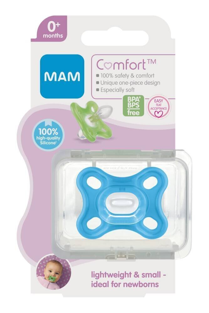 Silikoonist lutt MAM Comfort 0 kuud+, Blue hind ja info | Lutid | kaup24.ee