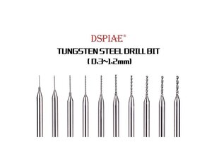 Набор свёрл 0.3 - 1.2 мм DSPIAE - DB-03 TUNGSTEN STEEL DRILL BIT DS56016 цена и информация | Механические инструменты | kaup24.ee