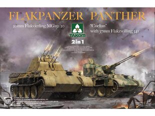 Сборная пластиковая модель Takom - Flakpanzer Panther 2in1: 20 мм, Flakvierling MG 151/20 and Coelian with 37 мм, Flakzwilling 341, 1/35, 2105 цена и информация | Конструкторы и кубики | kaup24.ee