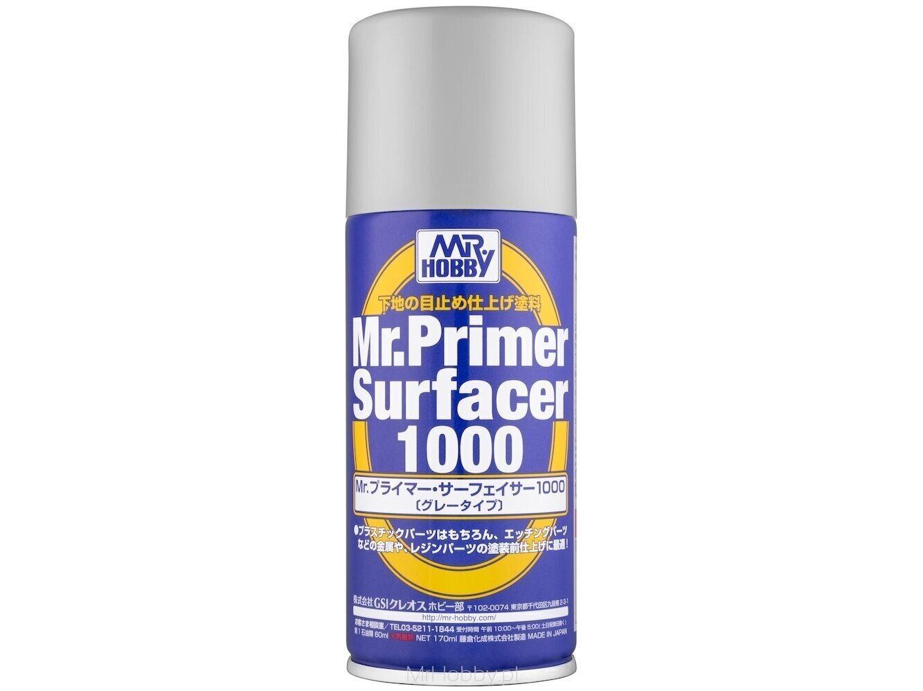 Mr.Hobby - Mr.Primer Surfacer 1000 Spray teraga krunt, 170 ml, B-524 цена и информация | Kunstitarbed, voolimise tarvikud | kaup24.ee