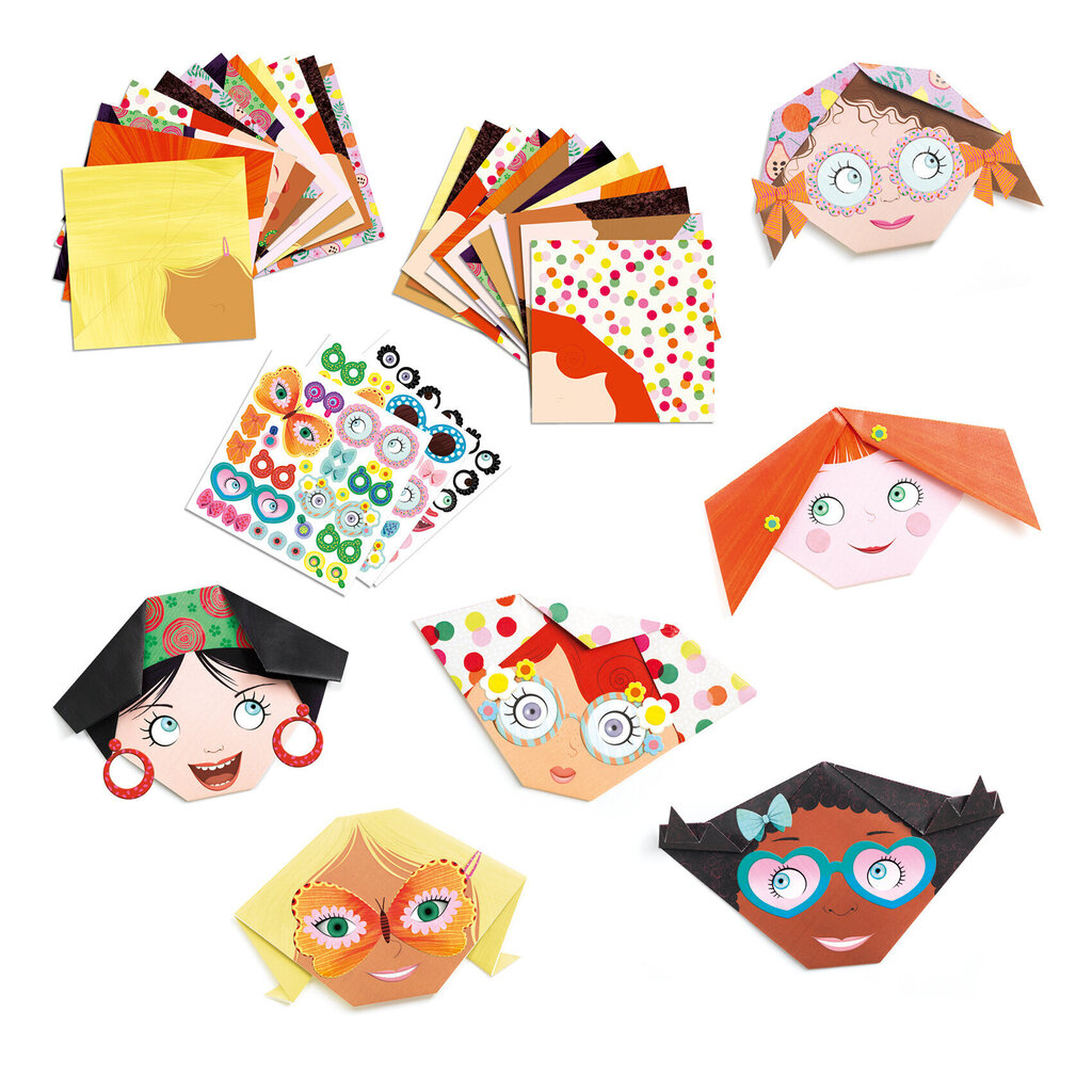 Origami paberid - Ilusad näod, DJECO DJ08757 hind ja info | Arendavad mänguasjad | kaup24.ee