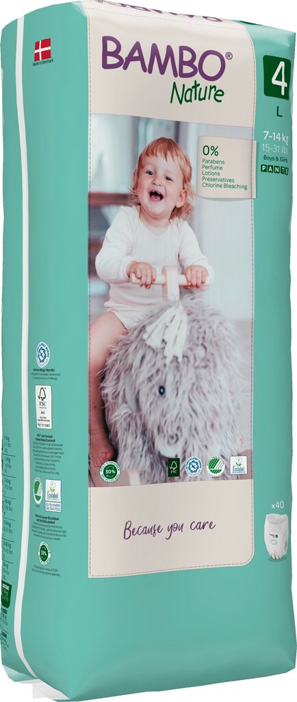 Püksmähkmed Bambo Nature, suurus 4, 7-12 kg 40 tk/pakk цена и информация | Mähkmed | kaup24.ee