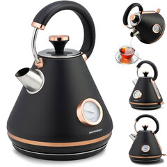 Электрический ретро-чайник с термометром, черный, 1.7 л  цена и информация | Чайник Melody Satyna Ambition | kaup24.ee